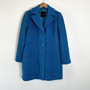 Talbots Long Coat Women’s 10 Blue Dress Coat Formal Wool Blend Long Sleeve